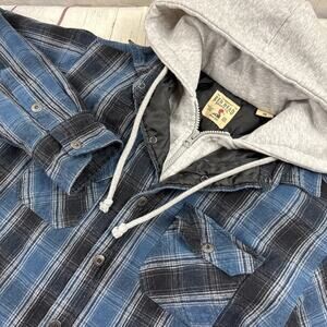 Red Head Brand Co Mens Plaid Flannel Lined Hooded Jacket Size Medium